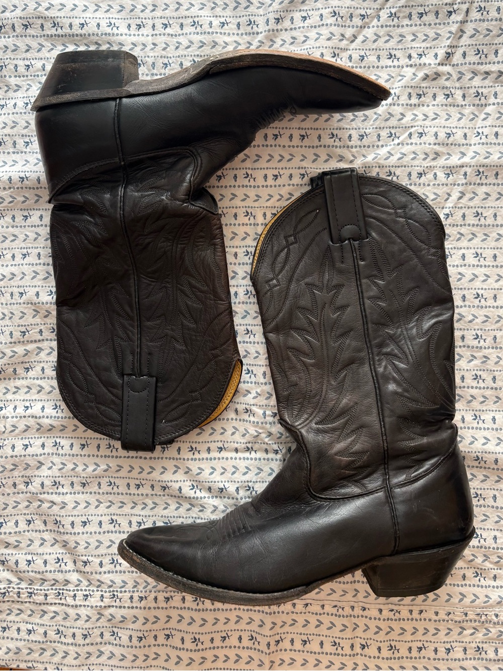 Classic Black Leather Cowboy Boots
